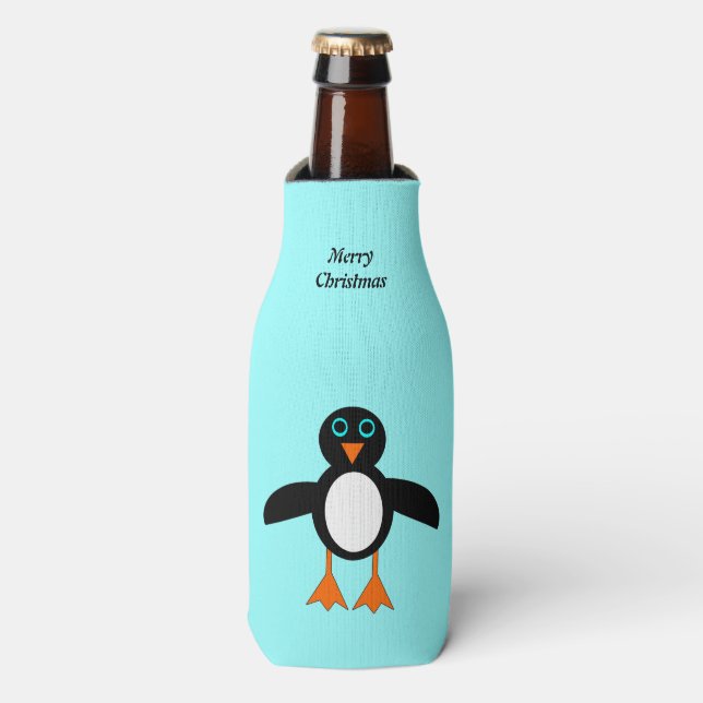 Cute Penguin Custom Bottle Cooler (Bottle Front)