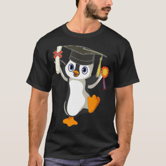 Cute Penguin Dancing Graduation Cap Certificate Fu T-Shirt