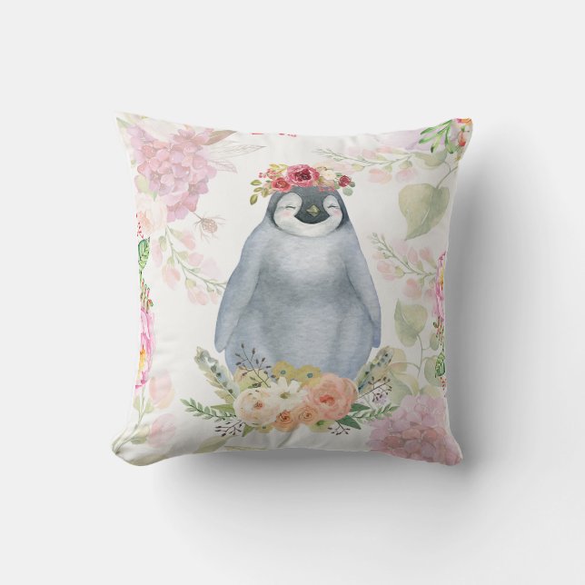 Cute Penguin Daughter Birthday Gift, Love Penguin Cushion (Front)