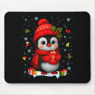 Cute Penguin Drink Hot Cocoa Christmas Xmas Men Wo Mouse Pad