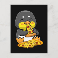 Cute Penguin eating pizza