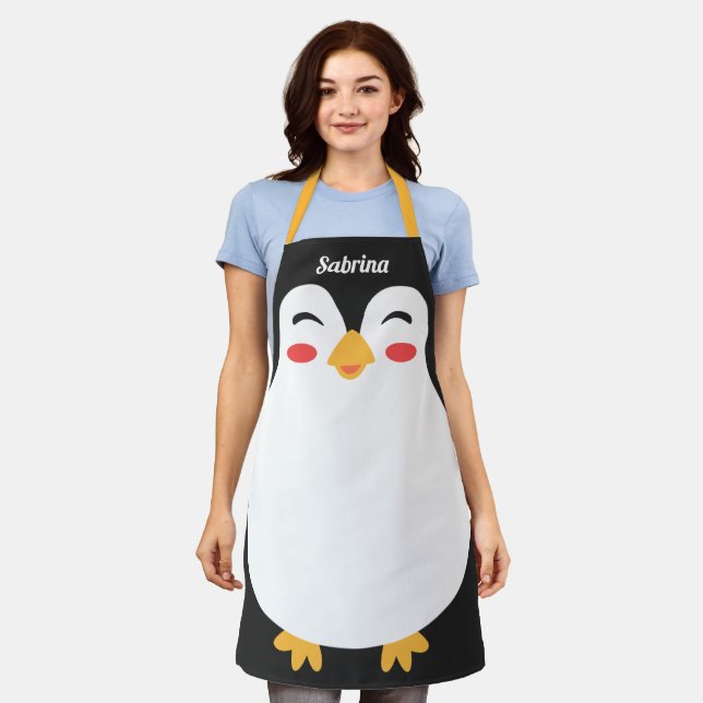 Cute Penguin Face Funny All-Over Print Apron (Worn)