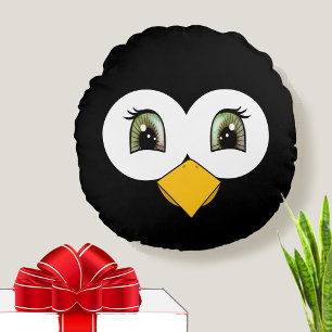 Cute Penguin Face Round Cushion
