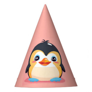 Cute Penguin Face safari zoo ice Birthday Party Hat