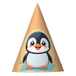 Cute Penguin Face safari zoo ice Birthday Party Hat