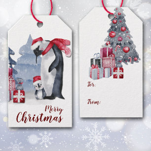 Cute Penguin Family Christmas Gift Tags