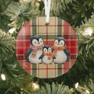 Cute Penguin Family Christmas Ornament