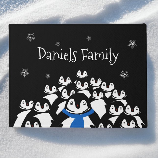 Cute Penguin Family Christmas Personalised Doormat (Creator Uploaded)