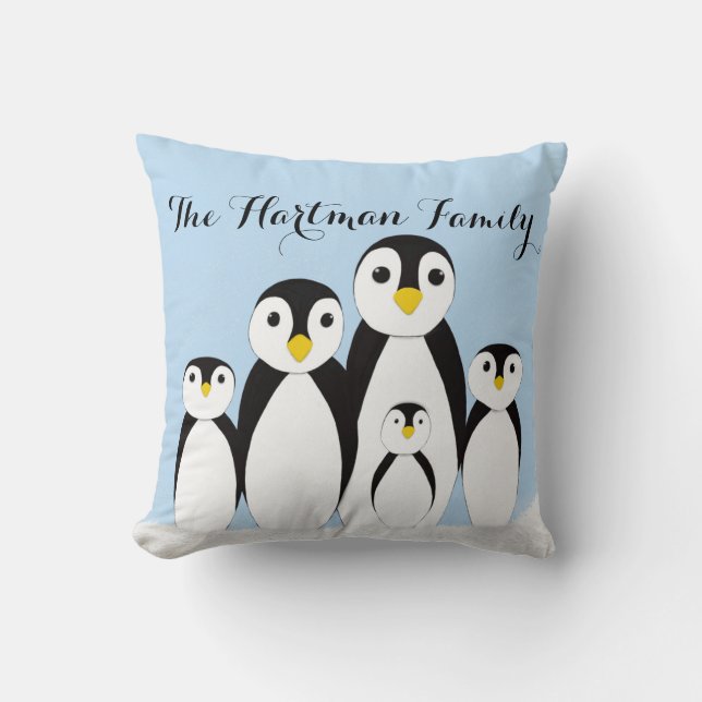 Cute Penguin Family Cushion (Front)
