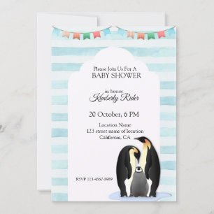 Cute Penguin Family Invitation