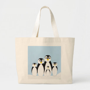 Cute Penguin Family Large Tote Bag