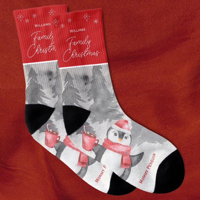 Cute Penguin Family Matching Christmas Mum Socks (Creator Uploaded)