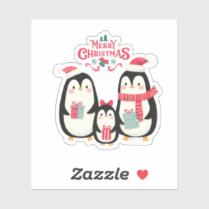 cute penguin family Merry Christmas