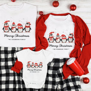 Cute Penguin Family Name Christmas T-Shirt