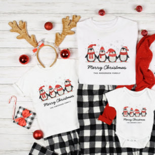 Cute Penguin Family Name Christmas T-Shirt