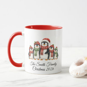 Cute Penguin Family of 5 Christmas Mug