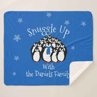 Cute Penguin Family Personalized  Sherpa Blanket