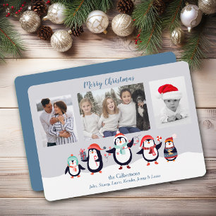Cute Penguin Family Photo Template Christmas