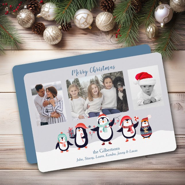 Cute Penguin Family Photo Template Christmas (Creator Uploaded)