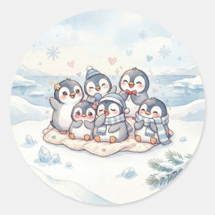Cute Penguin Family Winter Sticker