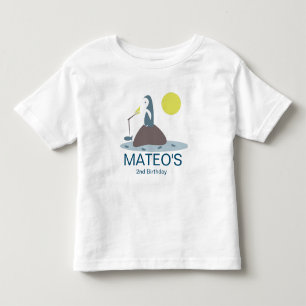Cute Penguin Fishing Birthday Party Toddler T-Shirt