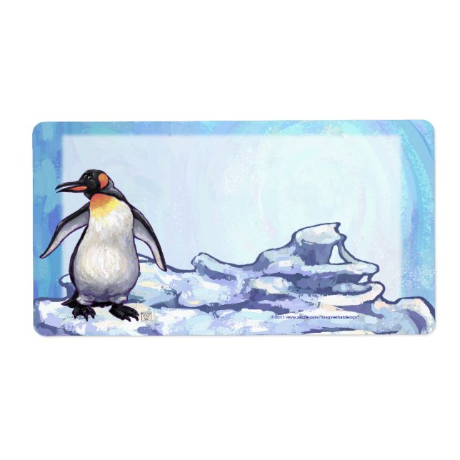 Cute Penguin Front Personalised Shipping Labels (Front)