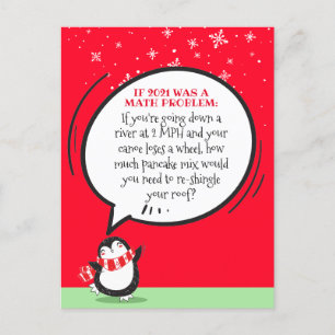Cute Penguin Funny 2021 Math Problem  Holiday Card