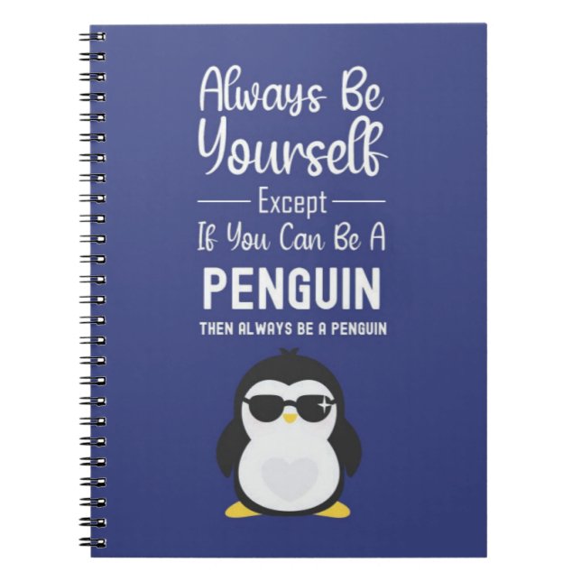 Cute Penguin Gift Animal Cartoon Funny Bird Winter Notebook (Front)