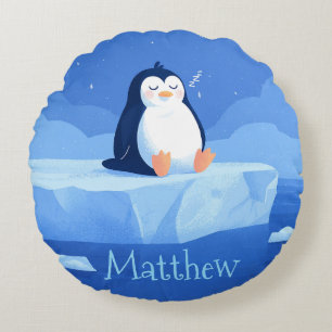 Cute Penguin Gift, Personalized Penguin  Round Cushion