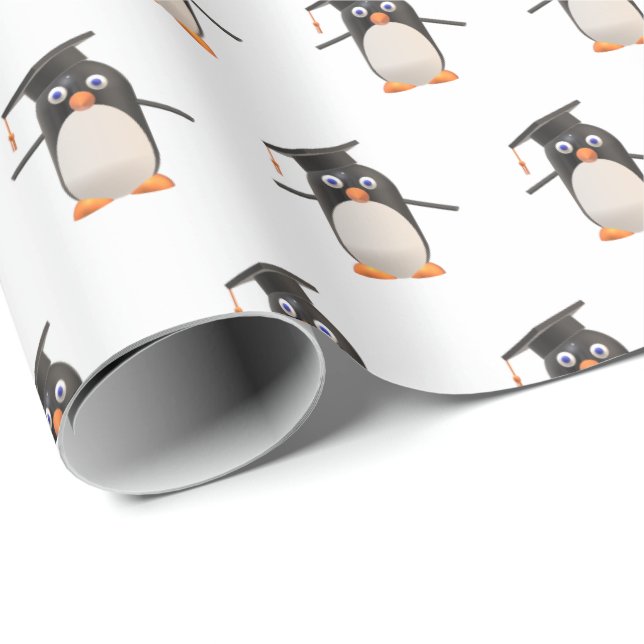 Cute Penguin Graduation Gift Wrapping Paper (Roll Corner)
