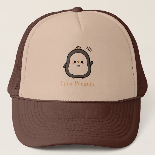 Cute Penguin Graphic Trucker Hat (Front)