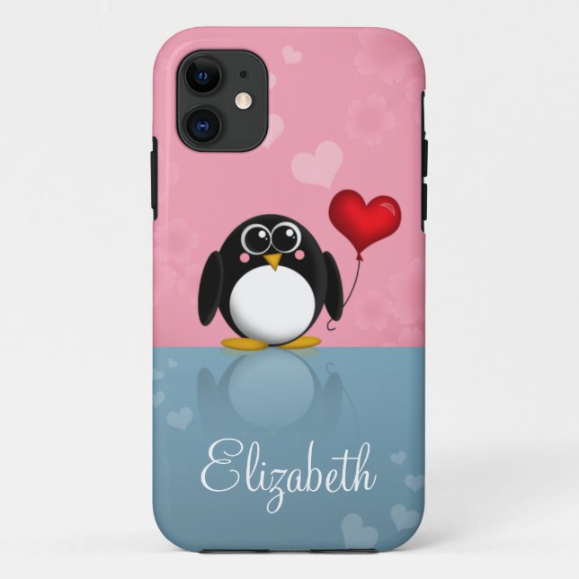 Cute Penguin Heart Balloon iPhone 5 Case (Back)