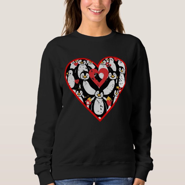 Cute Penguin Heart Love Animal  For Women Men Sweatshirt (Front)