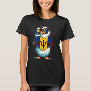 Cute Penguin Heart Trident Barbados Flag Bajan Pri T-Shirt