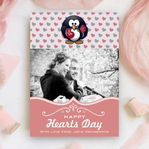 Cute Penguin Hearts   Custom Photo Valentine's Day Invitation