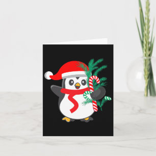 Cute Penguin Holding A Candy Cane Christmas Animal Card