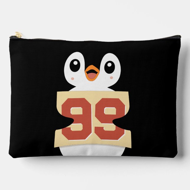 Cute Penguin Holding a Sign Accessory Pouch (Front)