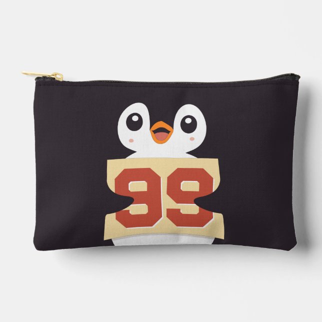 Cute Penguin Holding a Sign Accessory Pouch (Front)