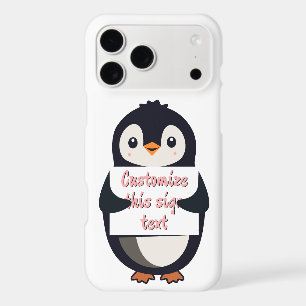 Cute penguin holding a sign for personalised text