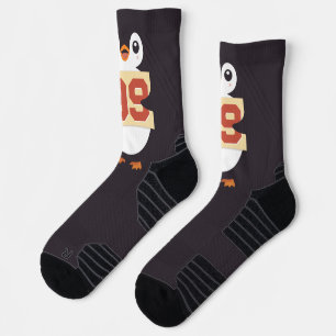 Cute Penguin Holding a Sign Socks