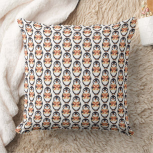 Cute penguin holding sign with the number 99 on it cushion