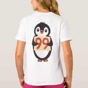 Cute penguin holding sign with the number 99 on it T-Shirt
