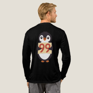 Cute penguin holding sign with the number 99 on it Tri-Blend shirt