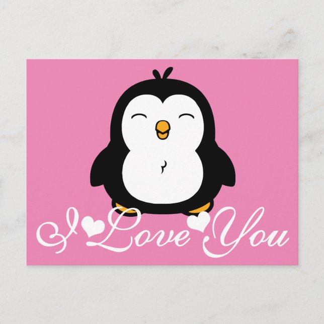 Cute Penguin I Love You Postcard (Front)