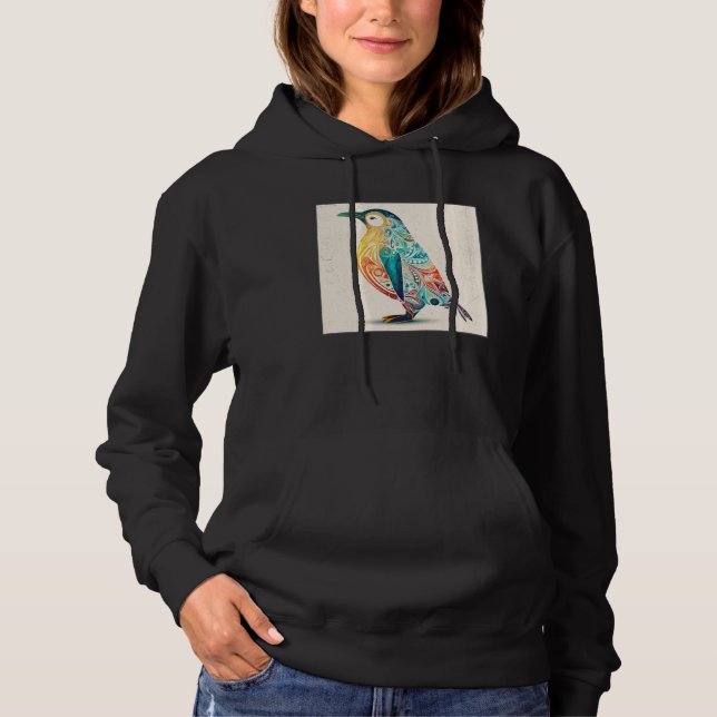 Cute Penguin Illustration Mandala Symbols Women Me Hoodie (Front)