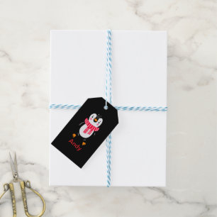 Cute Penguin in Red Stripes Scarf Gift Tags