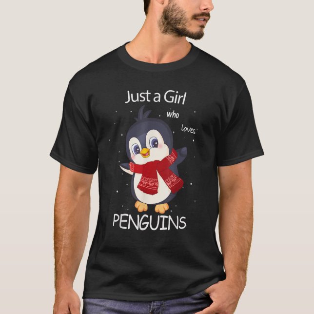 Cute Penguin Just a Girl Who Loves Penguins T-Shirt (Front)