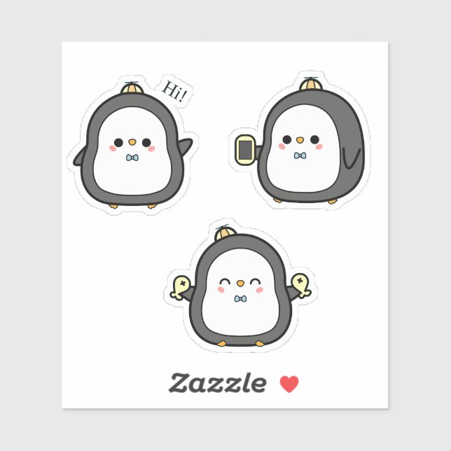Cute Penguin Kawaii Sticker Set (Sheet)