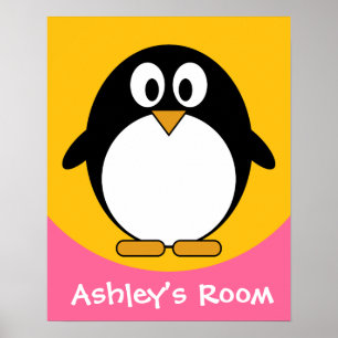 cute penguin kid's door poster