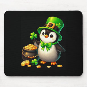 Cute Penguin Leprechaun St Patricks Day Boys Girls Mouse Pad
